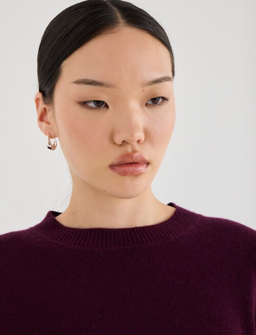 State of play Lark Short Sleeve Cashmere Blend Sweater, Dark Cherry product photo View 04 L