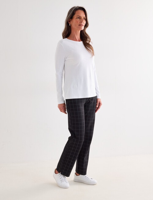 Ella J Ponte Straight Leg Pant, Black Check product photo View 03 L