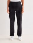 Ella J Ponte Straight Leg Pant, Shorter Length, Black Check product photo