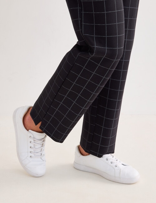 Ella J Ponte Straight Leg Pant, Shorter Length, Black Check product photo View 05 L