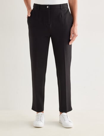 Ella J Ponte Tapered Trouser, Shorter Length, Black product photo