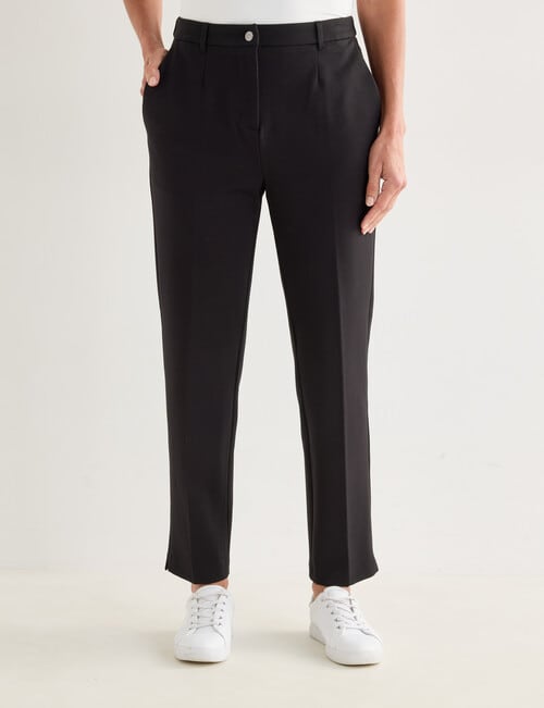 Ella J Ponte Tapered Trouser, Shorter Length, Black product photo