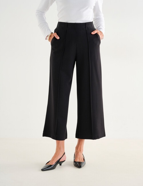 Ella J Ponte Culotte Shorter Length Pant, Black product photo
