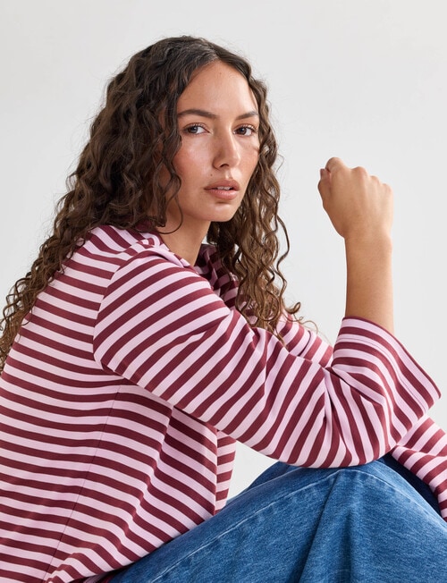 Mineral Alba Stripe Long Sleeve Tee, Pink Stripe product photo