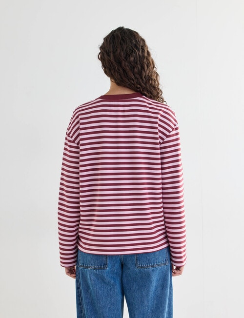 Mineral Alba Stripe Long Sleeve Tee, Pink Stripe product photo View 02 L