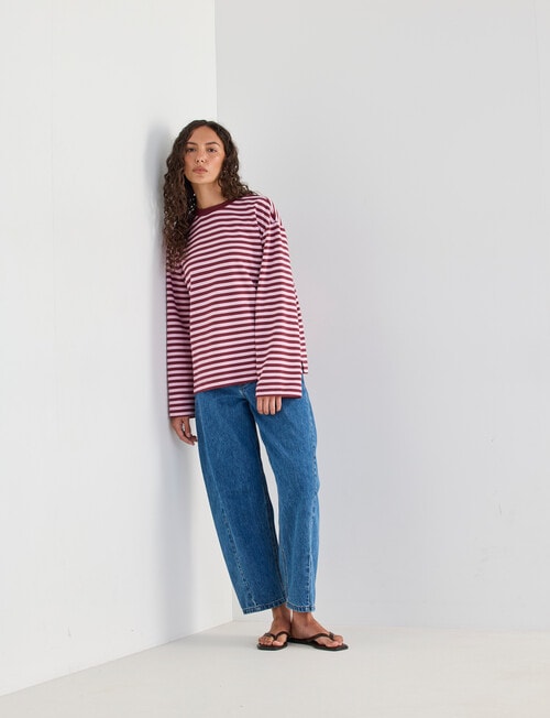 Mineral Alba Stripe Long Sleeve Tee, Pink Stripe product photo View 03 L