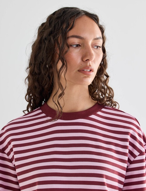 Mineral Alba Stripe Long Sleeve Tee, Pink Stripe product photo View 04 L