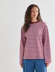 Mineral Alba Stripe Long Sleeve Tee, Pink Stripe product photo View 05 S