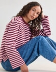 Mineral Alba Stripe Long Sleeve Tee, Pink Stripe product photo View 06 S