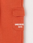 Teeny Weeny Play Time Fleece Trackpant, Burnt Orange product photo View 02 S