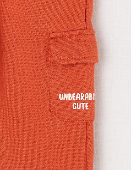 Teeny Weeny Play Time Fleece Trackpant, Burnt Orange product photo View 02 L