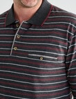 Chisel Yarn Dyed Stripe Long Sleeve Polo Shirt, Charcoal Marle product photo View 05 S