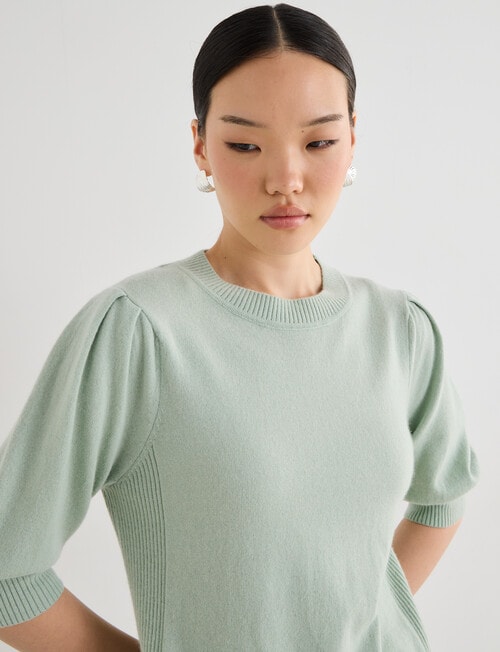 State of play Lark Short Sleeve Cashmere Blend Sweater, Seagrass product photo