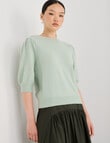 State of play Lark Short Sleeve Cashmere Blend Sweater, Seagrass product photo View 06 S