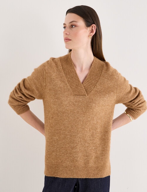 Jigsaw Eero Cosy Shawl Collar Sweater, Camel product photo
