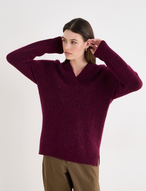 Jigsaw Eero Cosy Shawl Collar Sweater, Fig product photo View 06 L