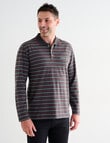 Chisel Yarn Dyed Stripe Long Sleeve Polo Shirt, Charcoal Marle product photo