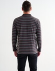 Chisel Yarn Dyed Stripe Long Sleeve Polo Shirt, Charcoal Marle product photo View 02 S