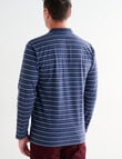 Chisel Yarn Dyed Stripe Long Sleeve Polo Shirt, Navy Marle product photo View 02 S