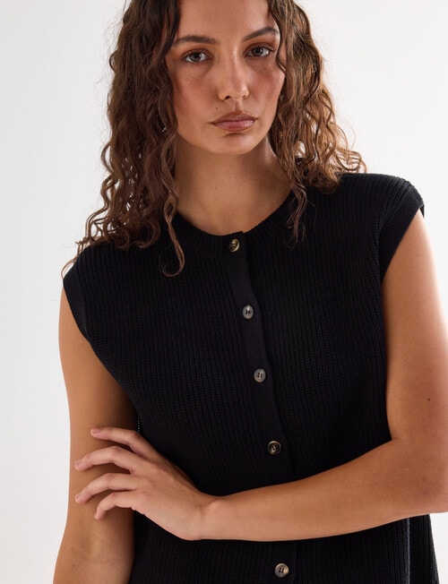 Mineral Theo Sleeveless Cardigan, Black product photo