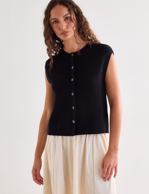 Mineral Theo Sleeveless Cardigan, Black product photo View 06 L