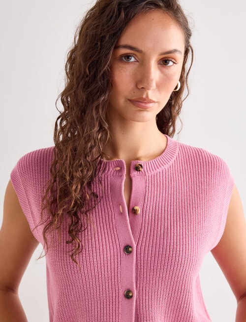 Mineral Theo Sleeveless Cardigan, Nostalgic Pink product photo View 04 L