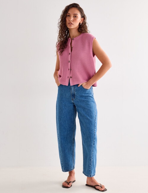 Mineral Theo Sleeveless Cardigan, Nostalgic Pink product photo View 06 L