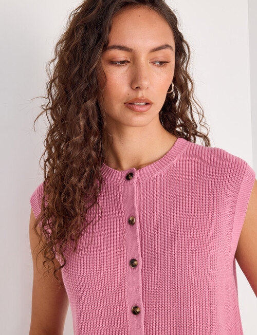 Mineral Theo Sleeveless Cardigan, Nostalgic Pink product photo View 07 L