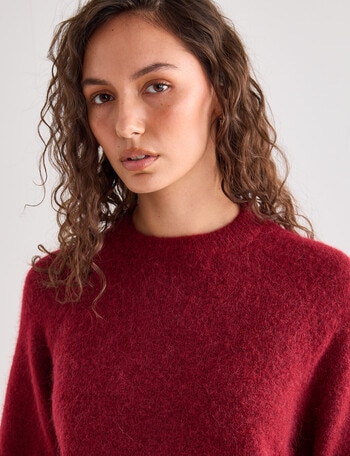 Mineral Beatrix Alpaca Blend Knitwear Tee, Cranberry product photo