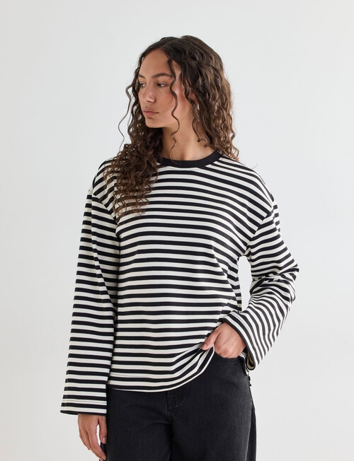 Mineral Alba Stripe Long Sleeve Tee, Chalk Stripe product photo View 04 L