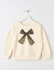 Mac & Ellie Animal Crew Neck Bow Sweatshirt, Natural product photo