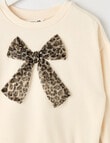 Mac & Ellie Animal Crew Neck Bow Sweatshirt, Natural product photo View 02 S