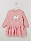 Mac & Ellie Pony Long Sleeve Fleece Dress, Blush product photo
