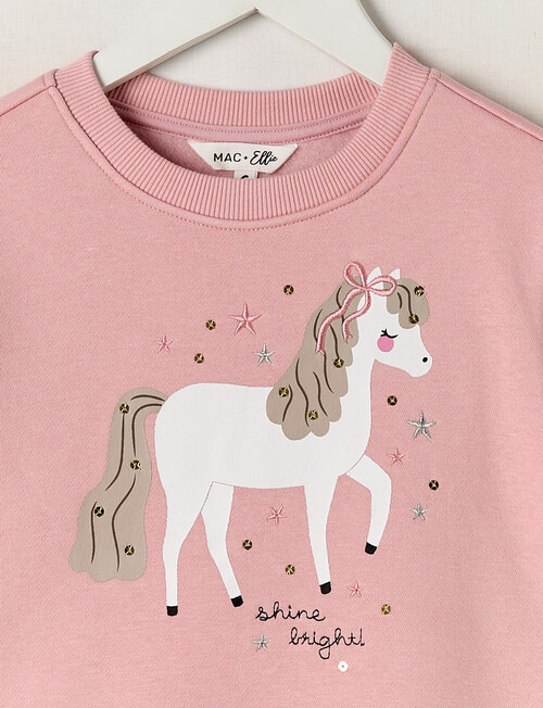 Mac & Ellie Pony Long Sleeve Fleece Dress, Blush product photo View 02 L
