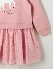 Mac & Ellie Pony Long Sleeve Fleece Dress, Blush product photo View 03 S