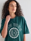 Denim Republic Boxy Embroidered Tee, Green product photo View 04 S