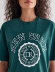 Denim Republic Boxy Embroidered Tee, Green product photo View 05 S