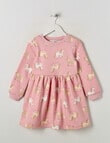 Mac & Ellie Ponies Long Sleeve Fleece Dress, Blush product photo