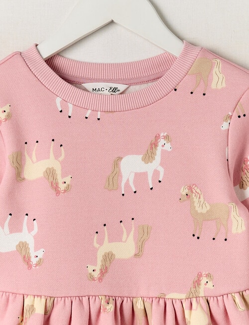 Mac & Ellie Ponies Long Sleeve Fleece Dress, Blush product photo View 02 L