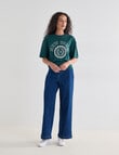 Denim Republic Boxy Embroidered Tee, Green product photo View 03 S