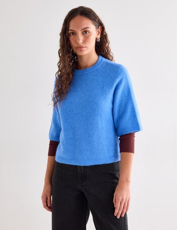 Mineral Beatrix Alpaca Blend Knitwear Tee, Tranquil Blue product photo
