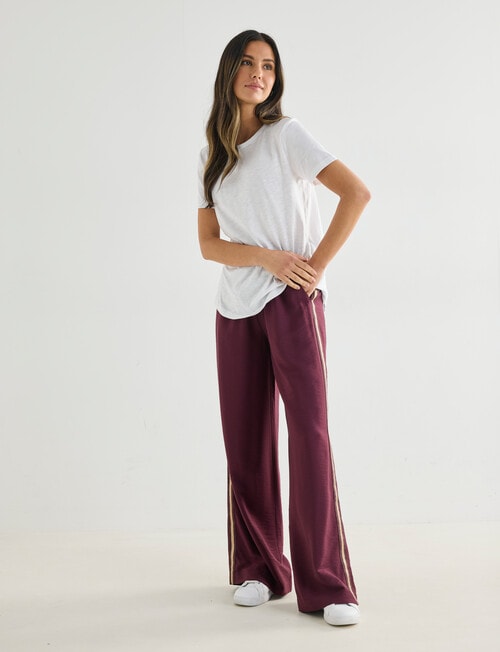 Whistle Sport Stripe Short Length Jog Pant, Dark Cherry product photo View 03 L