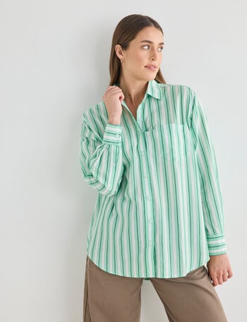Zest Voile Shirt, Green Stripe product photo