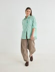 Zest Voile Shirt, Green Stripe product photo View 03 S