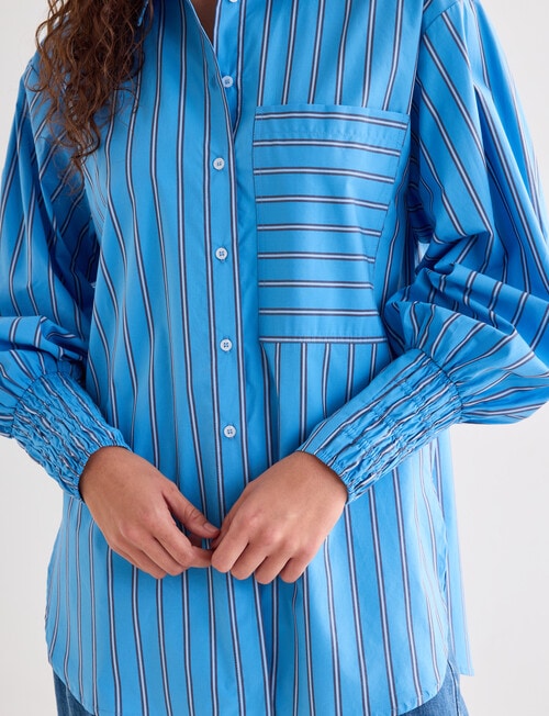 Mineral Melt Shirt, Blue Multi Stripe product photo View 07 L