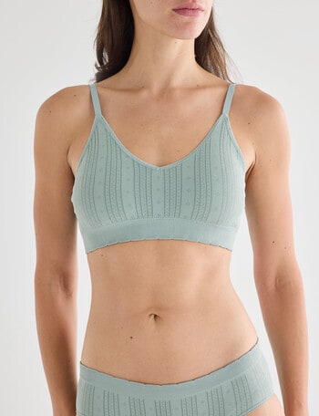 Honey Vegas Pointelle Scallop Crop Bra, Sage, 6-16 product photo