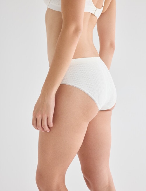 Honey Vegas Pointelle Scallop Boyleg Brief, Cream product photo View 02 L