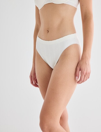 Honey Vegas Pointelle Scallop Hi-Cut Brief, Cream product photo