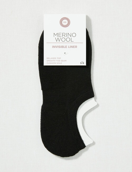 DS Socks Merino Cushion Sole Liner Socks, Black product photo View 02 L