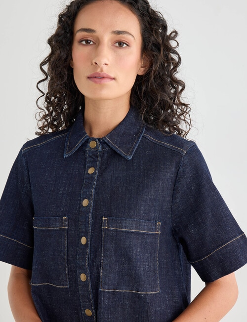 Denim Republic Denim A Line Dress, Indigo product photo View 04 L